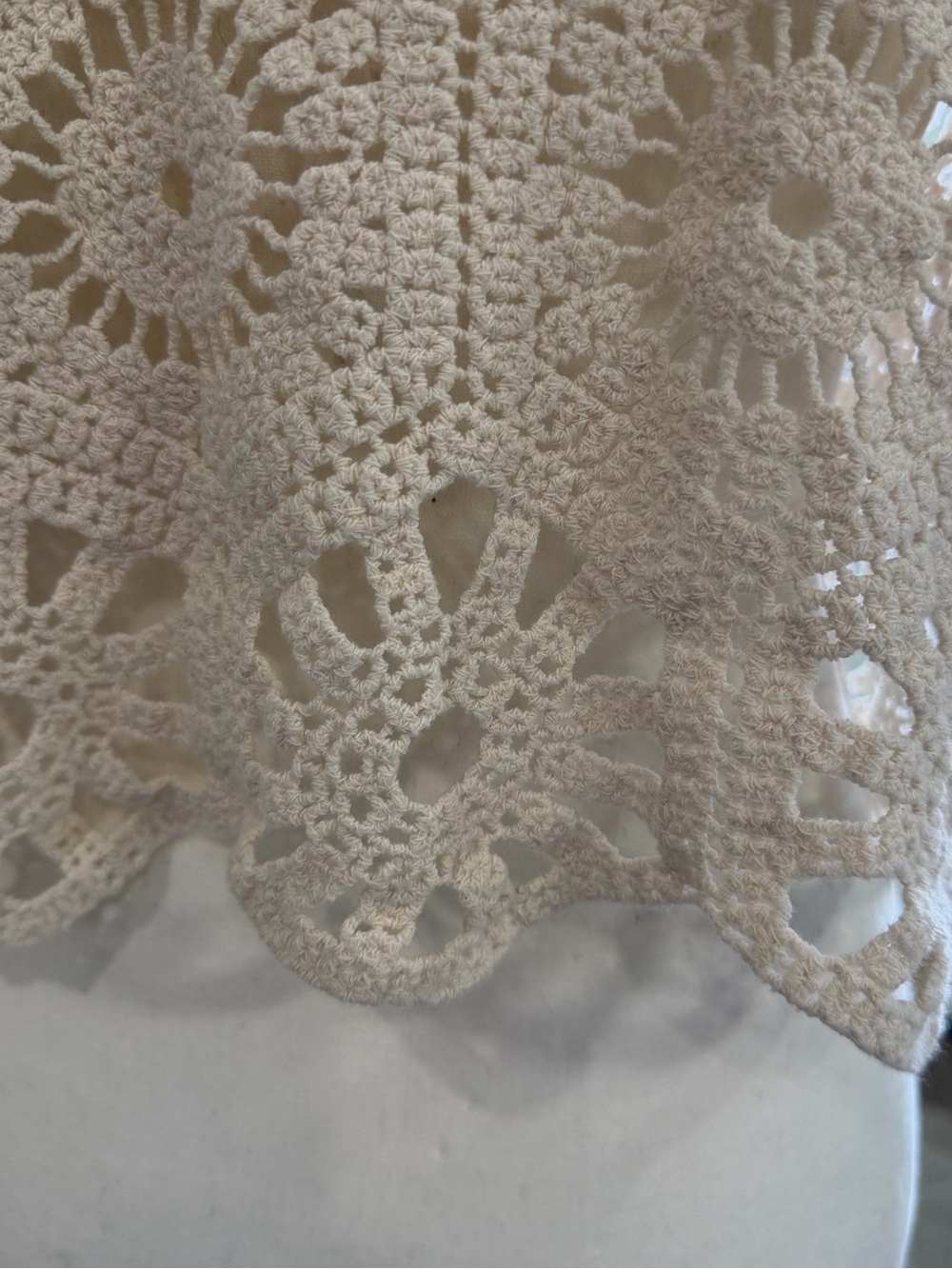 Rebellion Again Cream Full Cotton Crochet Open-Knit Crop Top XL Boho 100% Cotton - Picture 5 of 9